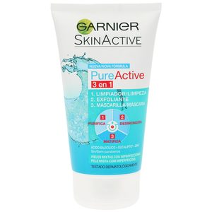 GARNIER Pure active 3 en 1 purificante exfoliante y matificante tubo 150 ml