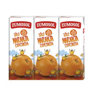 ZUMOSOL zumo de naranja exprimida pack 3 unidades 200 ml