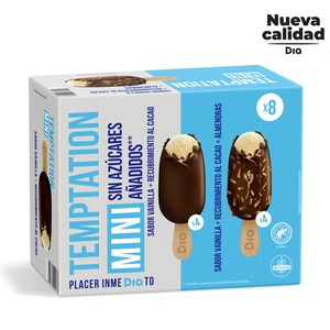 DIA TEMPTATION helado mini bombón cláscio y almendrado sin azúcar caja 8 uds 288 gr