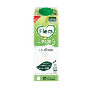 FLORA leche desnatada omega 3 envase 1 lt