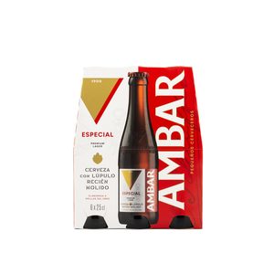 AMBAR cerveza especial pack 6 botellas 25 cl