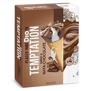 DIA TEMPTATION helado cono sabor nata y chocolate caja 4 uds 272 gr
